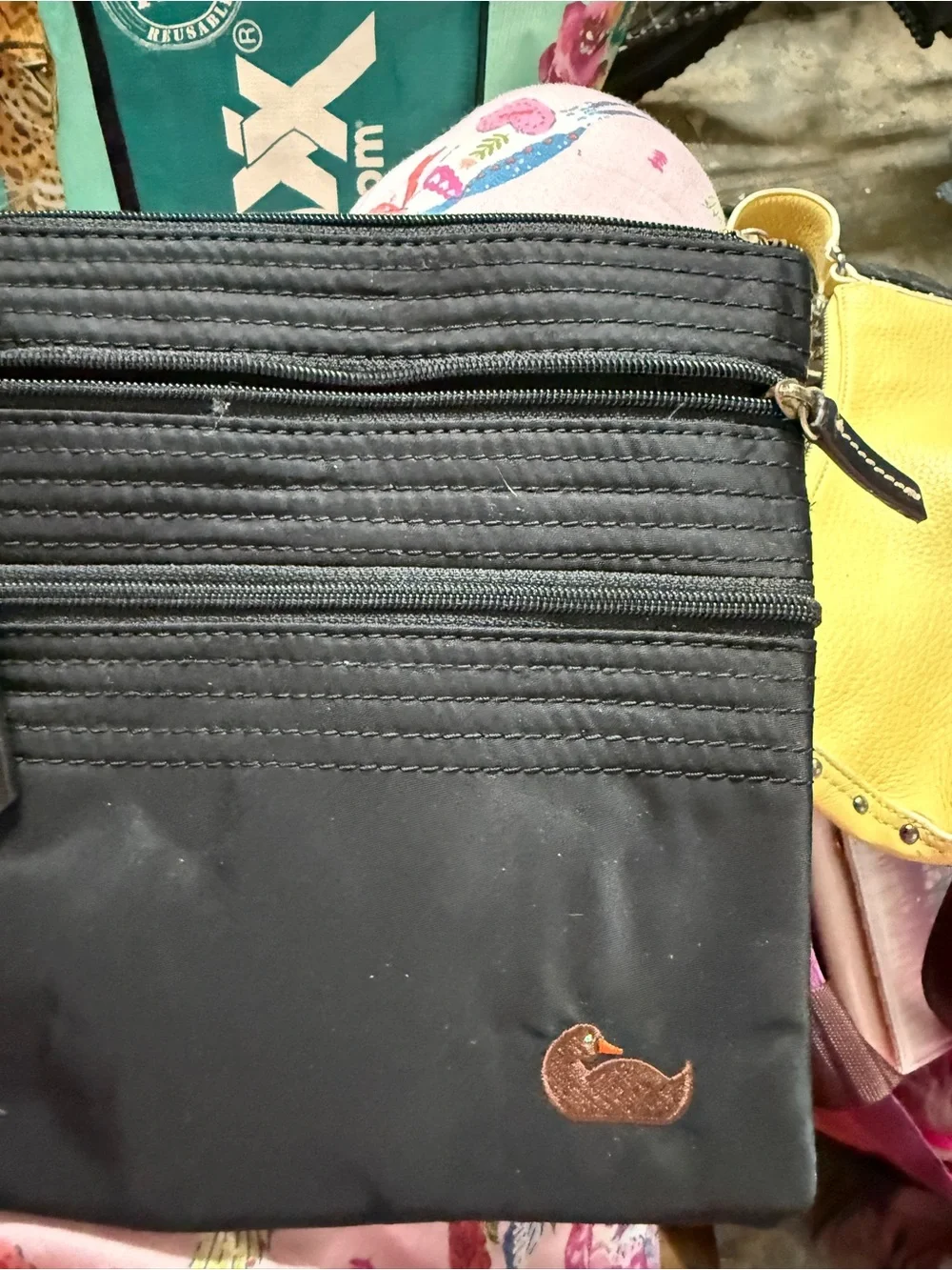 Dooney & Bourke Black nylon Crossbody Bag with Duck Patch